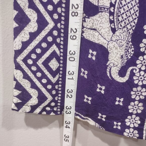 Purple Elephant Wrap Around cropped pant Size Medium Bohemian - Picture 6 of 8